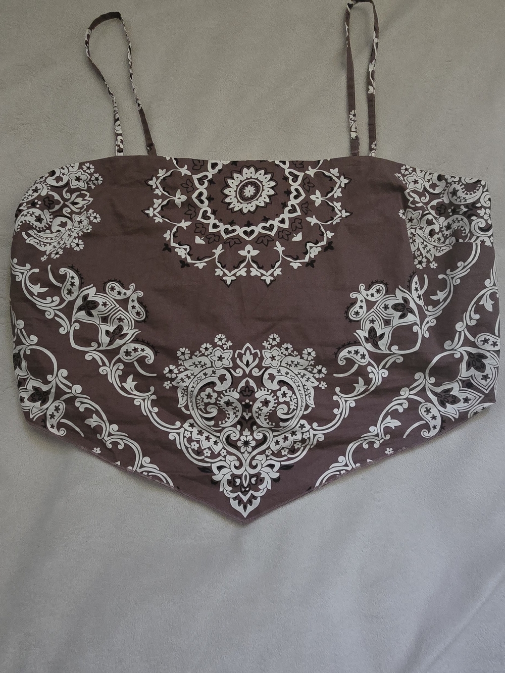 Brown Bandana Print Handkerchief Tank Top